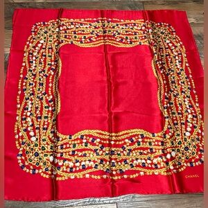 Chanel Jewelry Chain Silk Scarf